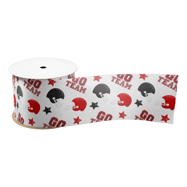 American Football Red and Black Patterns Satin Ribbon (Spool)