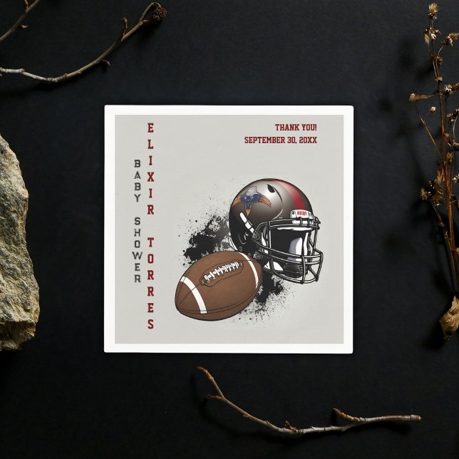 American Football Red & Black Baby Shower Napkin (Creator Uploaded)