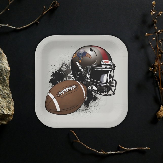 American Football Red & Black Baby Shower Paper Plate (Creator Uploaded)