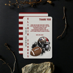 American Football Red & Black Baby Shower Thank You Card
