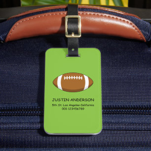 American Football Rugby Ball Personalise Luggage Tag