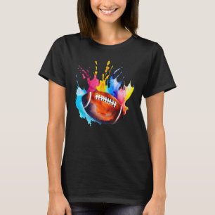 American Football Rugby Ball Watercolor League Pla T-Shirt