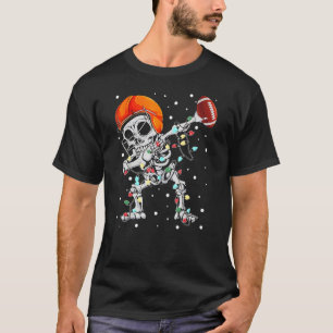 American Football Rugby Skeleton Christmas Light X T-Shirt