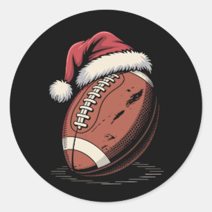 American Football Santa Hat Sports Christmas Xmas  Classic Round Sticker