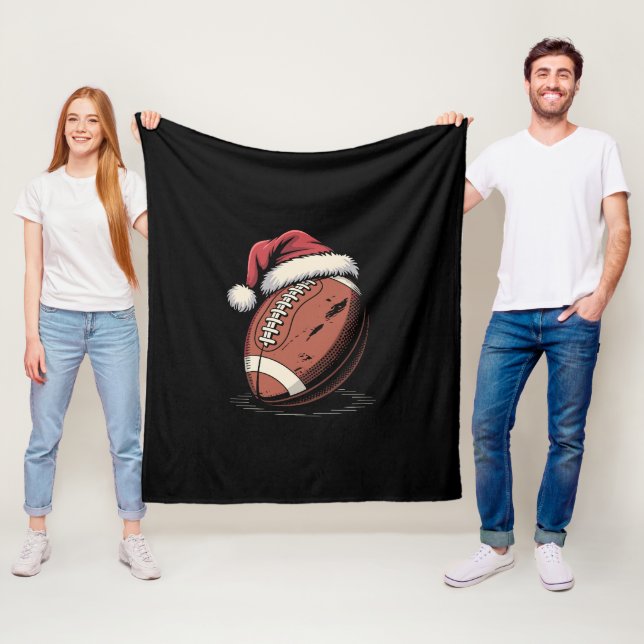 American Football Santa Hat Sports Christmas Xmas  Fleece Blanket (In Situ)