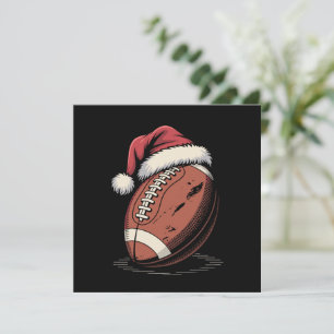 American Football Santa Hat Sports Christmas Xmas Invitation