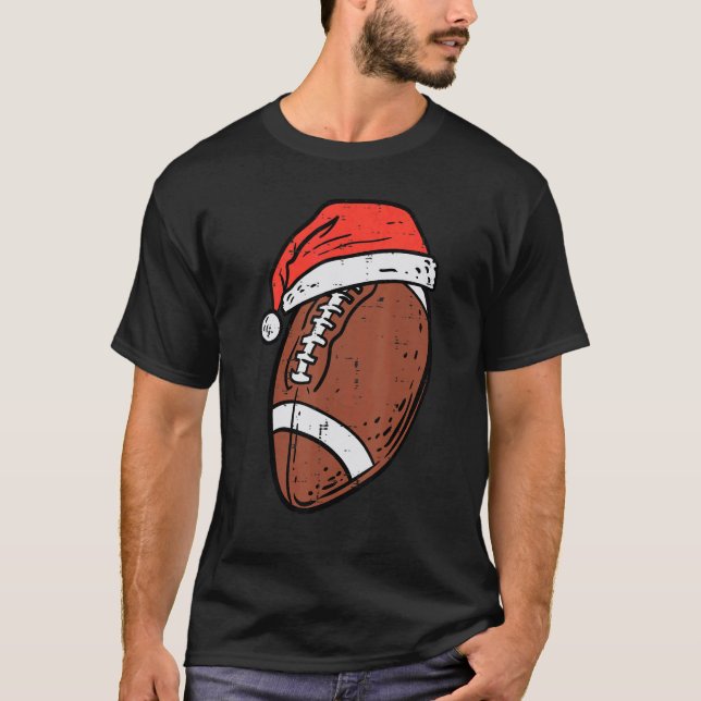 American Football Santa Hat Sports Christmas Xmas  T-Shirt (Front)