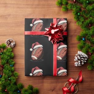 American Football Santa Hat Sports Christmas Xmas  Wrapping Paper