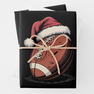 American Football Santa Hat Sports Christmas Xmas Wrapping Paper Sheet