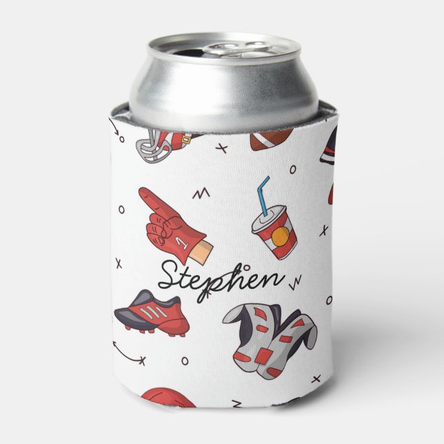American football seamless pattern sport lover can cooler (Can Front)