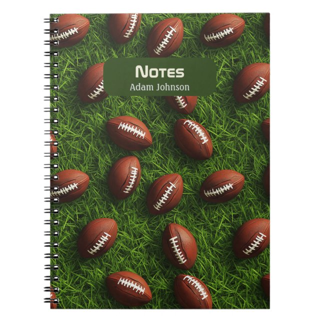 American Football Seamless Sports Pattern Notebook (Front)