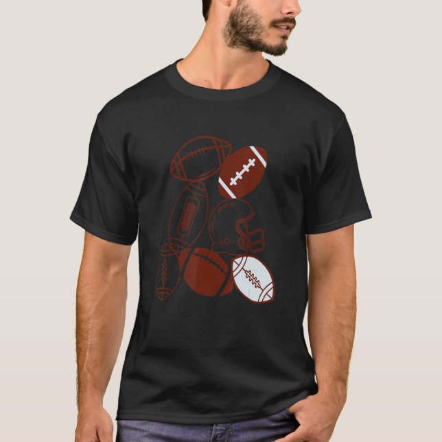 American Football Silhouette Hemet And Ball Graphi T-Shirt (Front)