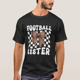 American Football Sister Coquette Bow Funny Game D T-Shirt
