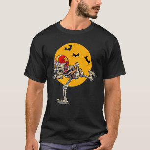 American Football Skeleton Bat Halloween Men Boys T-Shirt