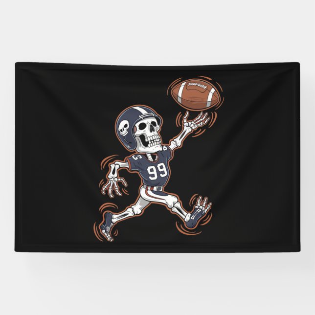 American Football Skeleton Halloween Football  Banner (Horizontal)