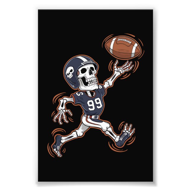 American Football Skeleton Halloween Football  Photo Print (Front)