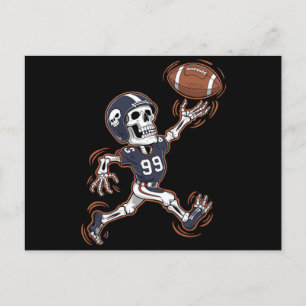 American Football Skeleton Halloween Football  Postcard
