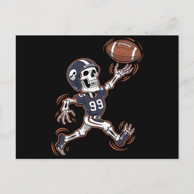 American Football Skeleton Halloween Football  Postcard (Front)