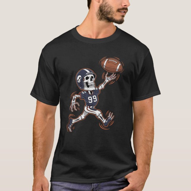 American Football Skeleton Halloween Football  T-Shirt (Front)