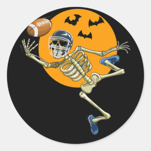 American Football Skeleton Halloween Men Boys Foot Classic Round Sticker