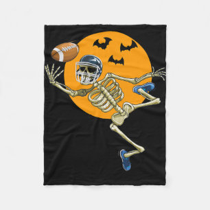 American Football Skeleton Halloween Men Boys Foot Fleece Blanket