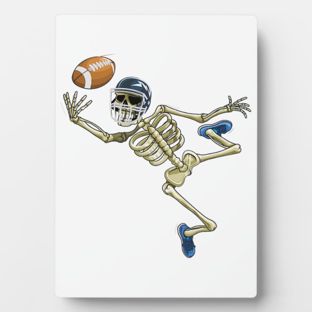 American Football Skeleton Halloween Men Boys Foot Plaque (Front)