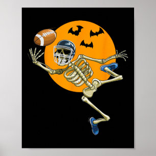 American Football Skeleton Halloween Men Boys Foot Poster