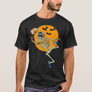 American Football Skeleton Halloween Men Boys Foot T-Shirt