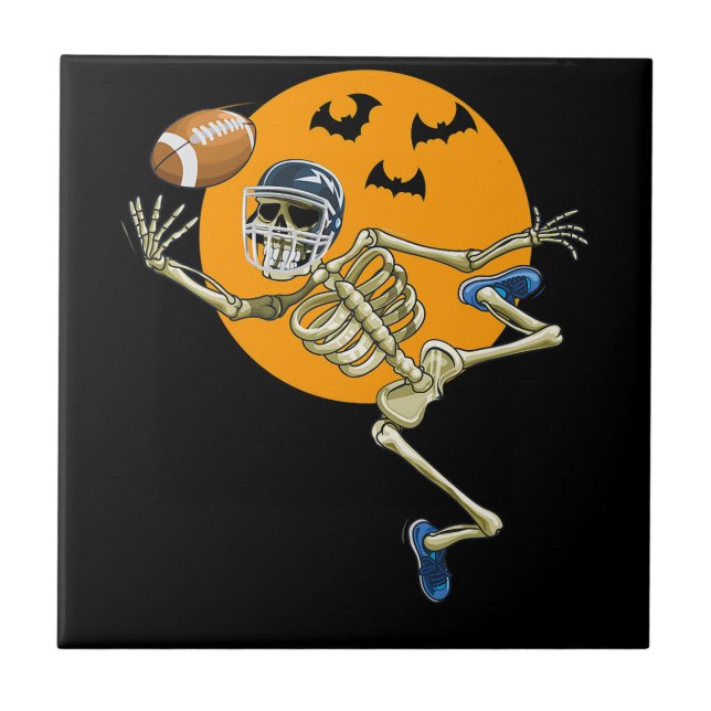American Football Skeleton Halloween Men Boys Foot Tile (Front)