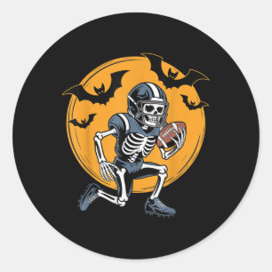 American Football Skeleton Halloween Sport Fantasy Classic Round Sticker
