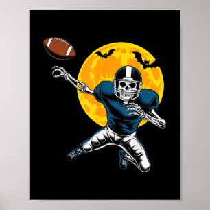 American Football Skeleton Halloween Women Kids Me Poster