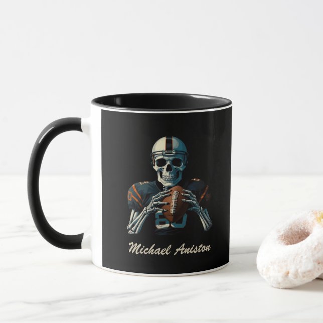  American Football Skeleton Player Funny custom Mug (With Donut)