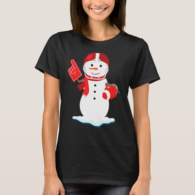 American Football Snowman Cute Rugby T-Shirt (Front)