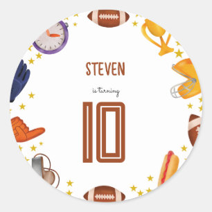 American football sport ball kids birthday classic round sticker