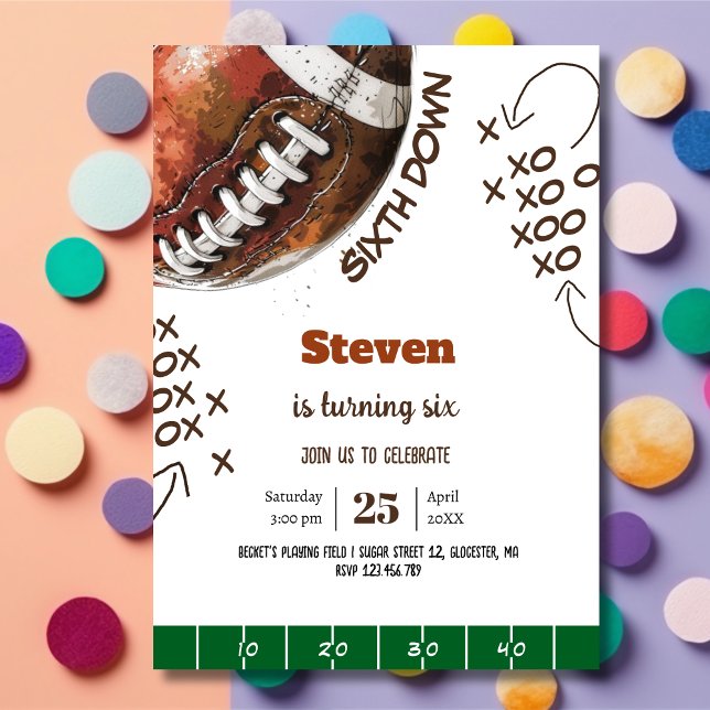 American football sport ball kids birthday invitation (Creator Uploaded)