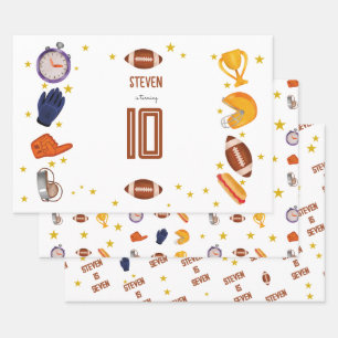 American football sport ball kids birthday wrapping paper sheet