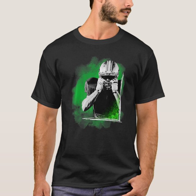 American Football Sports Green Player  T-Shirt (Front)