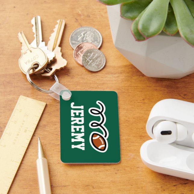 American Football sports keychain with custom name (Desk)