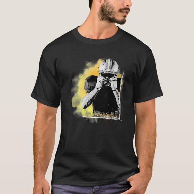 American Football Sports Yellow Player  T-Shirt (Front)