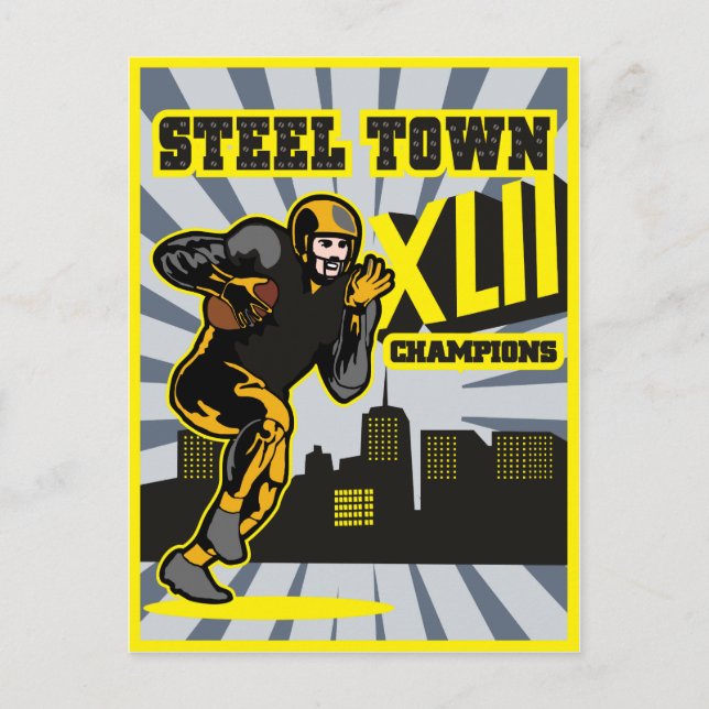 American football steel town champions poster postcard (Front)