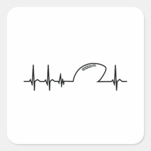 American Football Team Heart Heartbeat Gift Idea Square Sticker