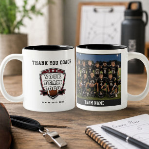 American Football Team Photo Logo Thank you Coach Two-Tone Coffee Mug