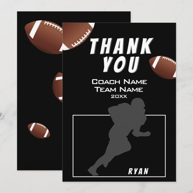 American Football Thank you Coach Card (Front/Back)