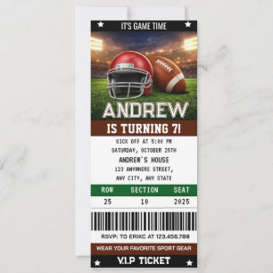 American Football Ticket Birthday Celebration Invitation