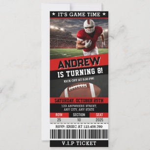 American Football Ticket birthday Party Kids Invitation
