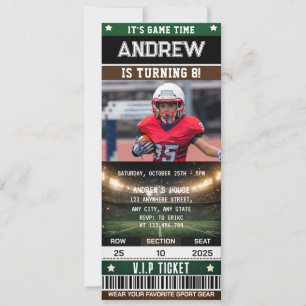 American Football Ticket with custom Photo Invitation