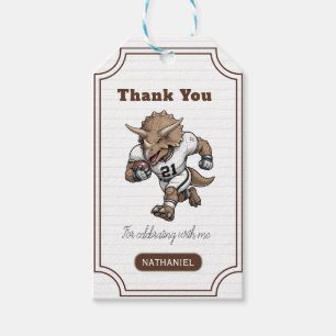 American Football Triceratops dinosaur birthday Gift Tags