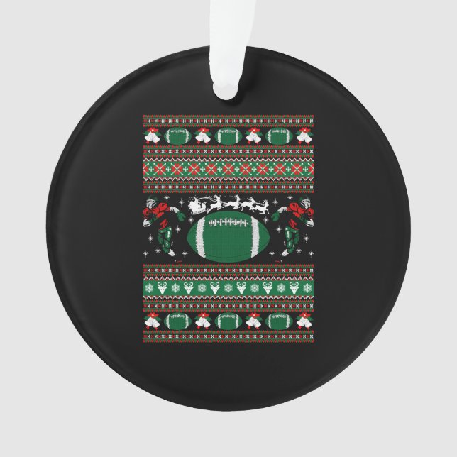 American Football Ugly Christmas Sweater Ornament (Front)