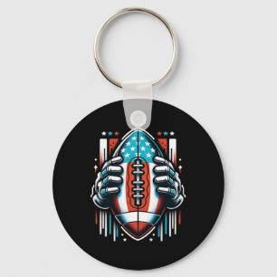 American Football Us Flag Patriotic Football Graph Key Ring