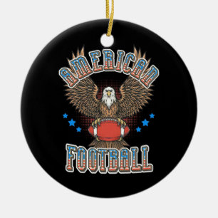 American Football USA Flag Ceramic Tree Decoration